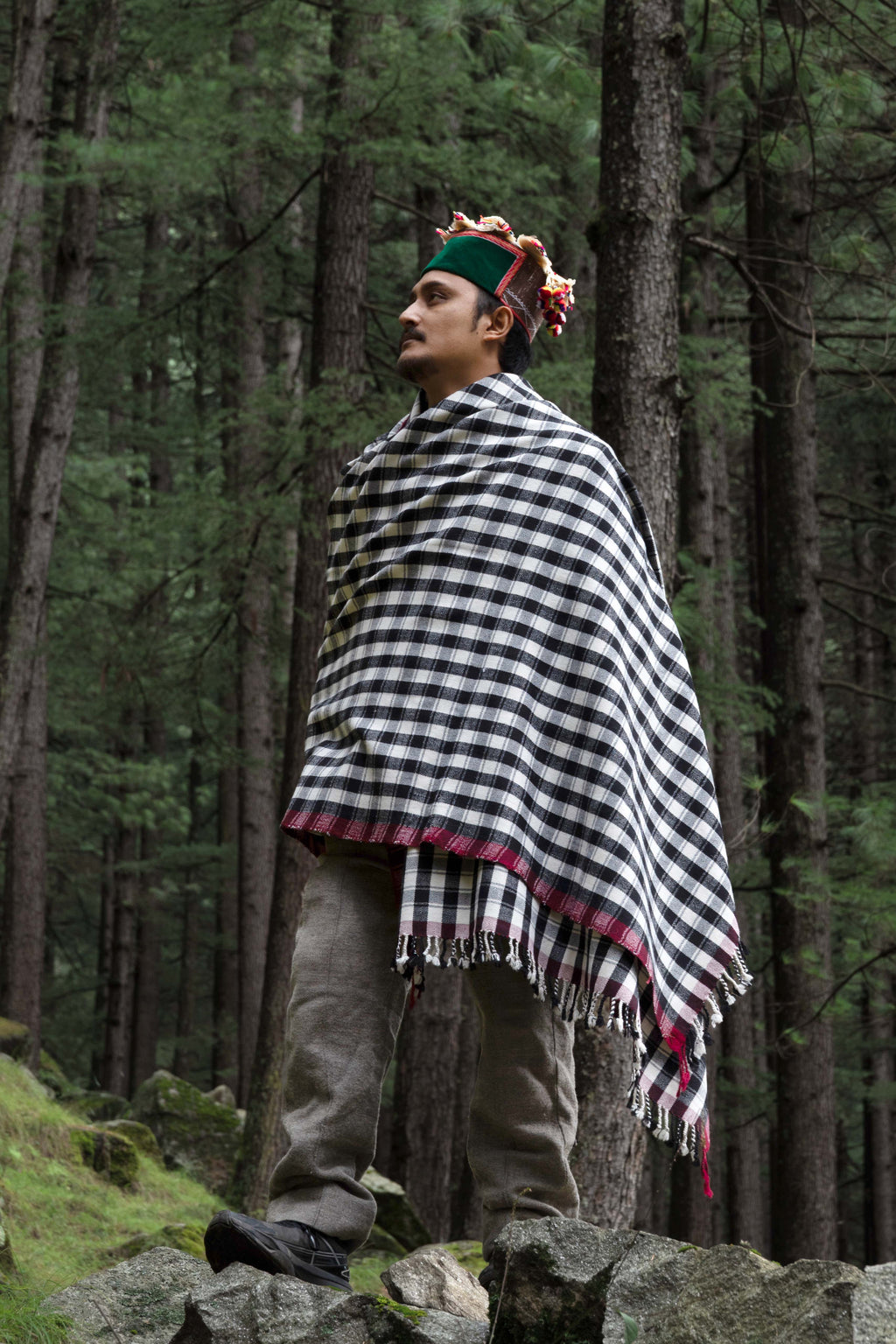 Pateele - Checkered Handwoven Kinnauri Shawl