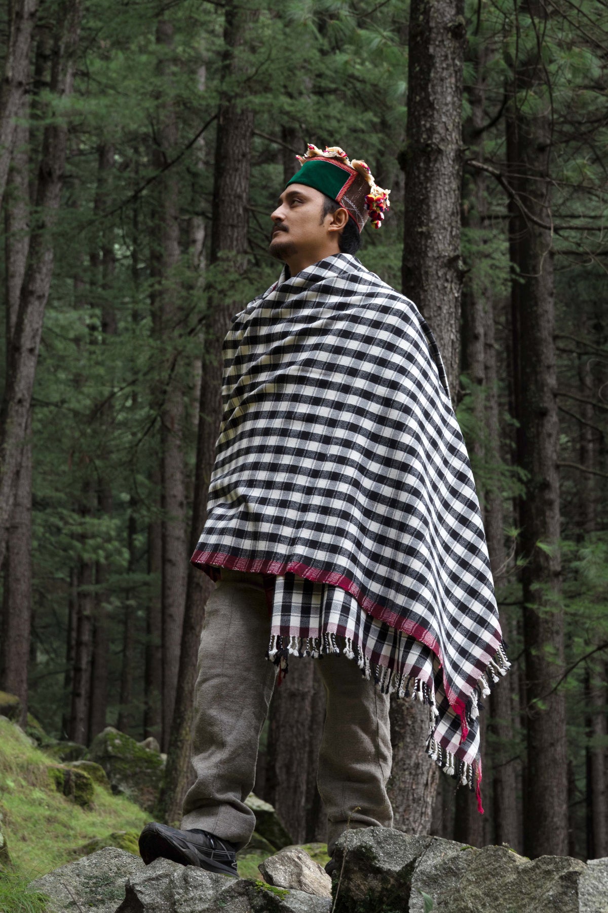 Pateele - Checkered Handwoven Kinnauri Shawl
