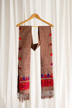 Handwoven Kinnauri Muffler - Light Brown