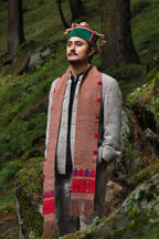 Handwoven Kinnauri Muffler - Light Brown