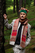 Handwoven Kinnauri Muffler - Light Brown