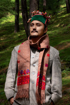 Handwoven Kinnauri Muffler - Light Brown