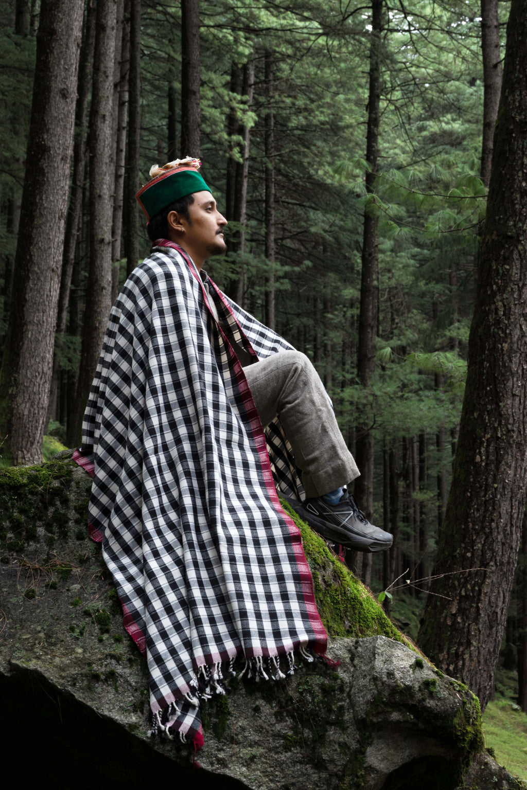 Pateele - Checkered Handwoven Kinnauri Shawl