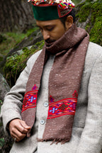 Handwoven Kinnauri Muffler - Dark Brown
