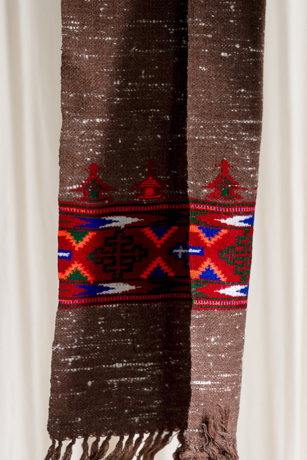 Handwoven Kinnauri Muffler - Dark Brown