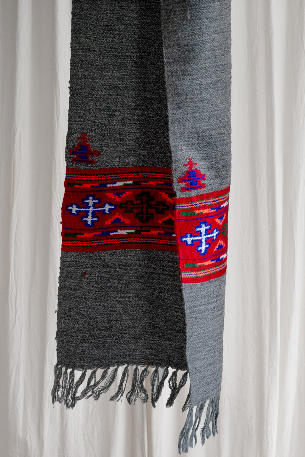 Handwoven Kinnauri Muffler - Dark Grey