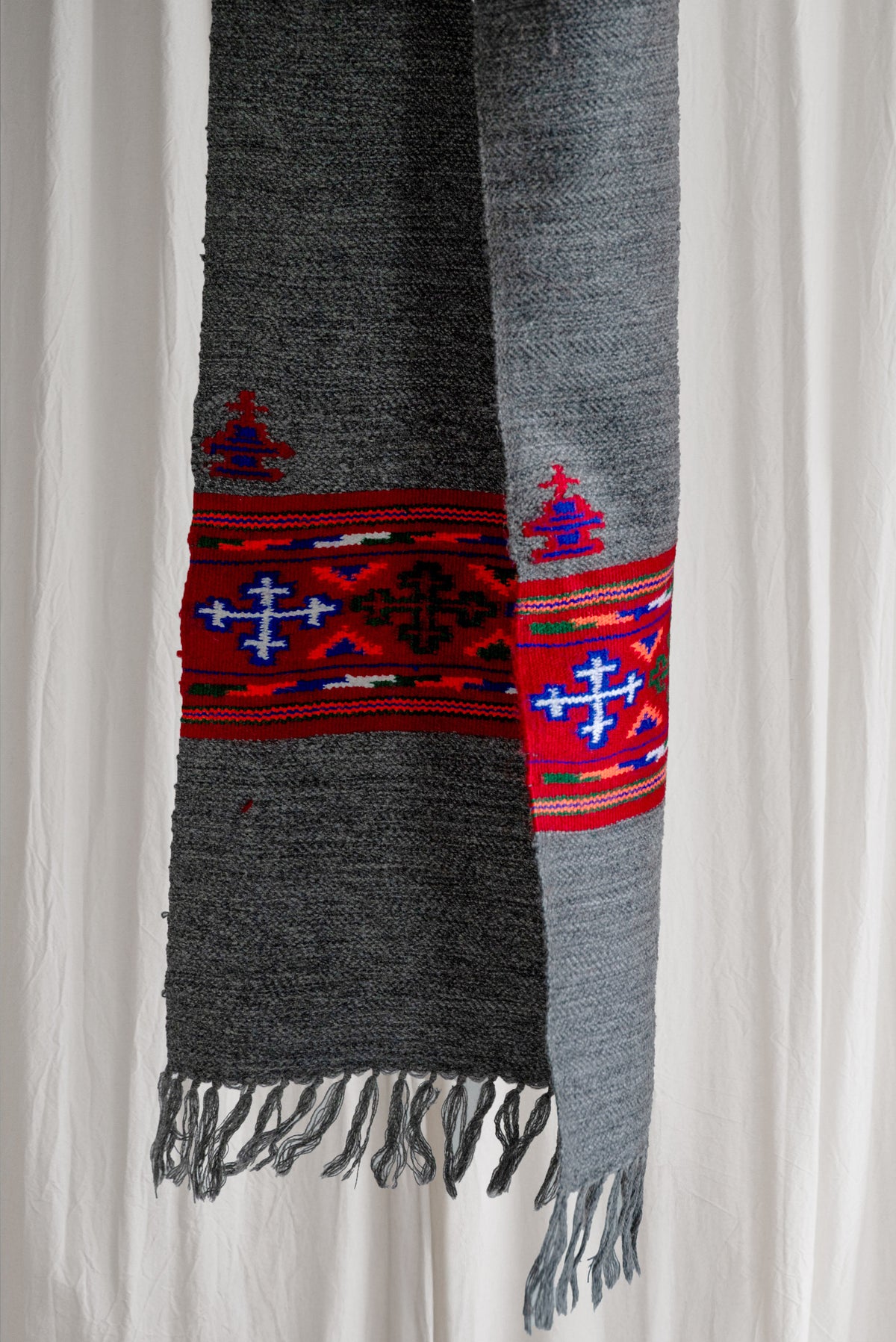 Handwoven Kinnauri Muffler - Dark Grey