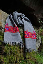 Handwoven Kinnauri Muffler - Dark Grey