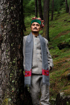 Handwoven Kinnauri Muffler - Dark Grey