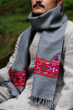 Handwoven Kinnauri Muffler - Dark Grey