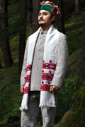 Handwoven Kinnauri Muffler - Light Grey