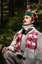Handwoven Kinnauri Muffler - Light Grey