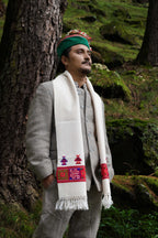 Handwoven Kinnauri Muffler - White