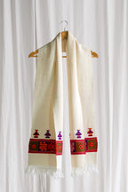 Handwoven Kinnauri Muffler - White