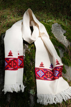 Handwoven Kinnauri Muffler - White