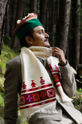 Handwoven Kinnauri Muffler - White
