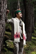 Handwoven Kinnauri Muffler - White